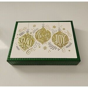 Christmas Party Cards / 20 Boxed Holiday Card Set With Evelopes (Peace Love Joy)